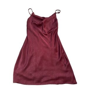 NWT Altar'd State Slip Dress Womens Small Polyester Satin Burgundy Lined
